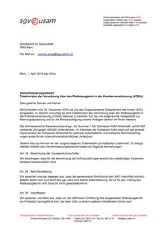  Vernehmlassungsantwort Totalrevision der Verordnung über den Risikoausgleich in der Krankenversicherung (VORA)
