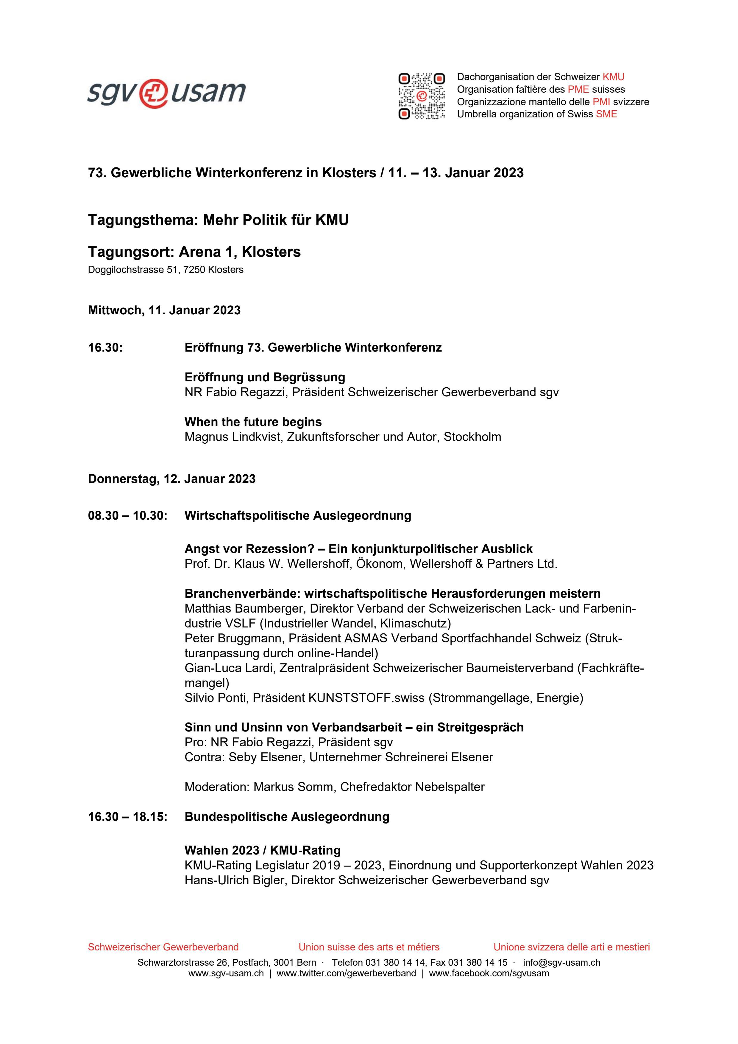 Programm Gewerbliche Winterkonferenz 2023