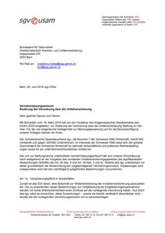  Vernehmlassungsantwort Änderung der Verordnung über die Unfallversicherung
