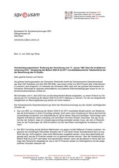  Änderung der Verordnung vom 17. Januar 1961 über die Invalidenversicherung (IVV) - Umsetzung der Motion SGK-N 22.3377 «Invaliditätskonforme Tabellenlöhne bei der Berechnung des IV-Grads»