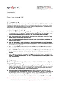  Positionspapier Reform Altersvorsorge 2020